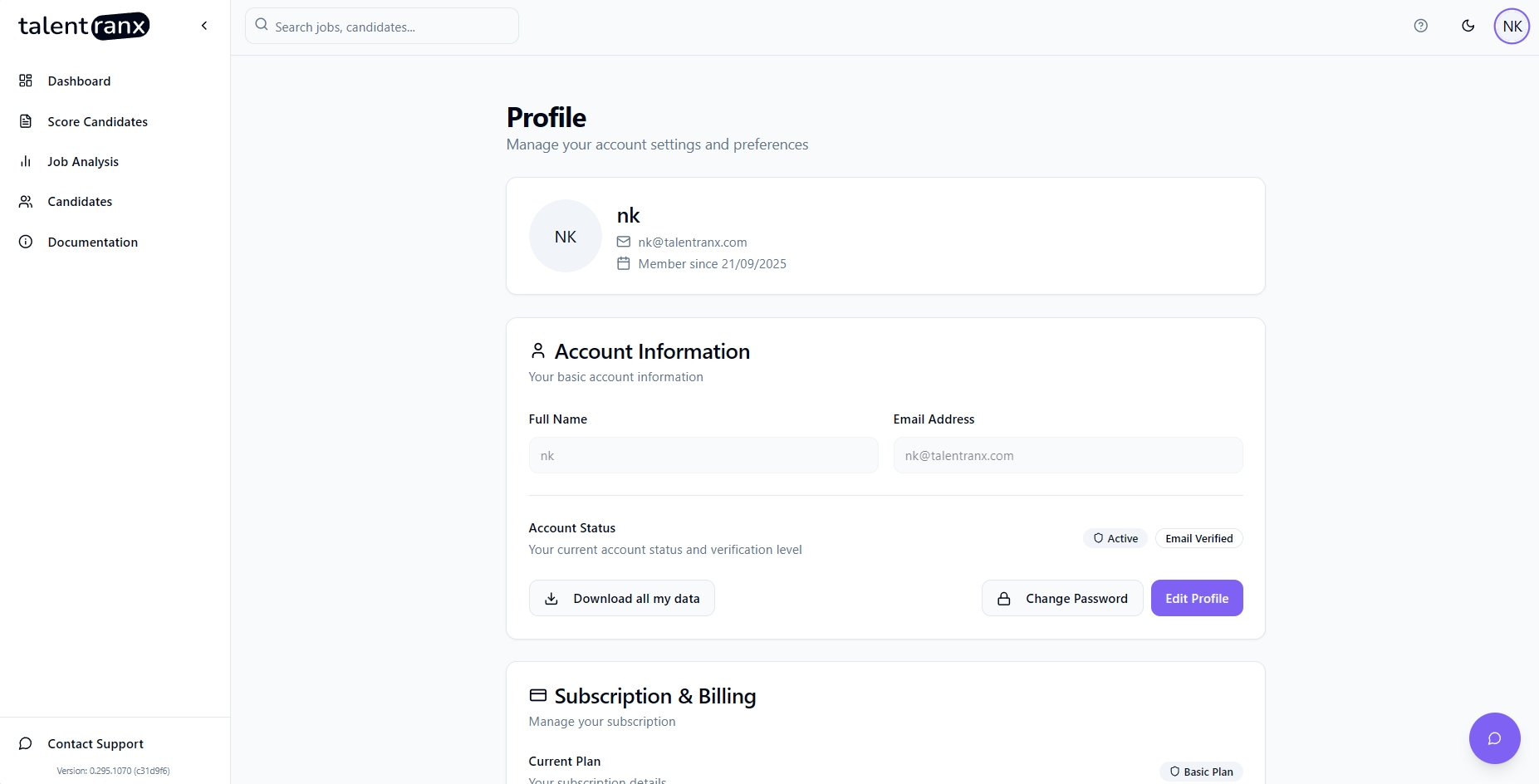 Profile Page
